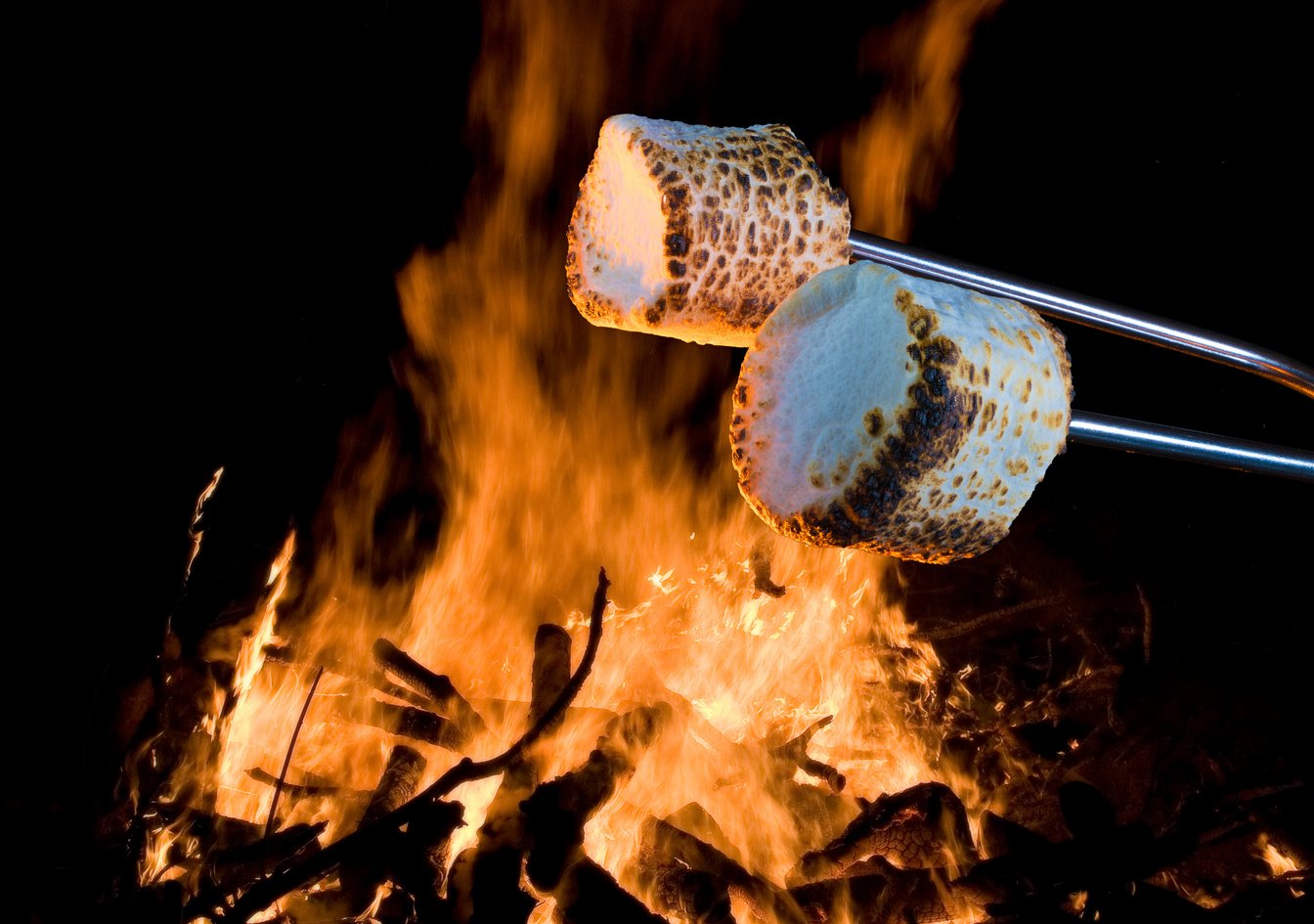 Marshmallows roasting to make smores